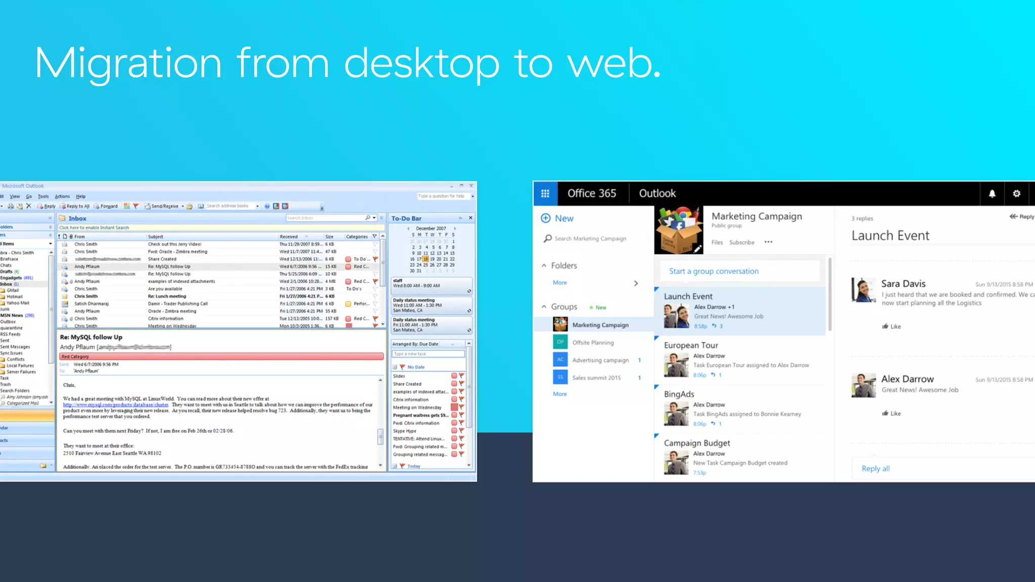 Migration from desktop to web.
 