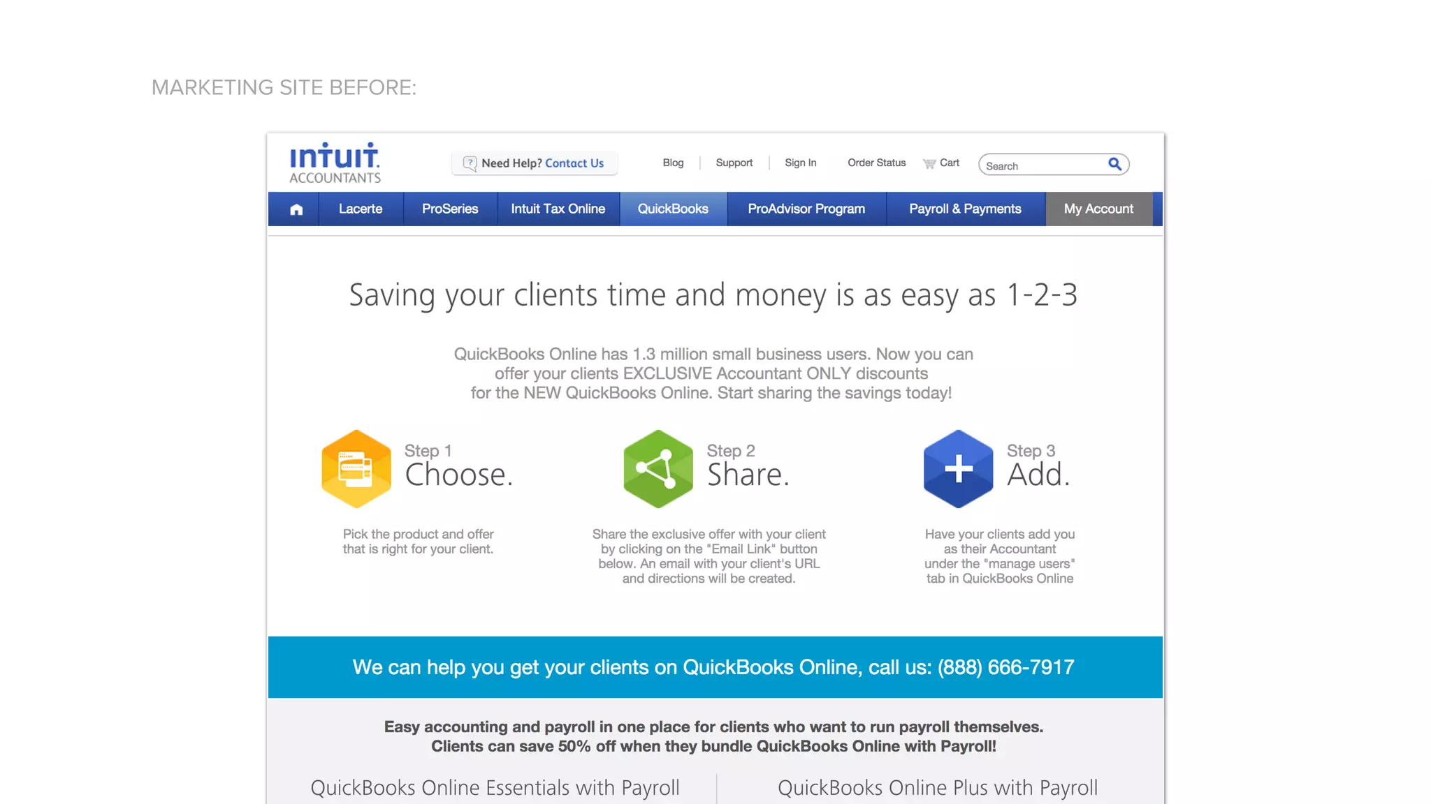 MARKETING SITE BEFORE:
 