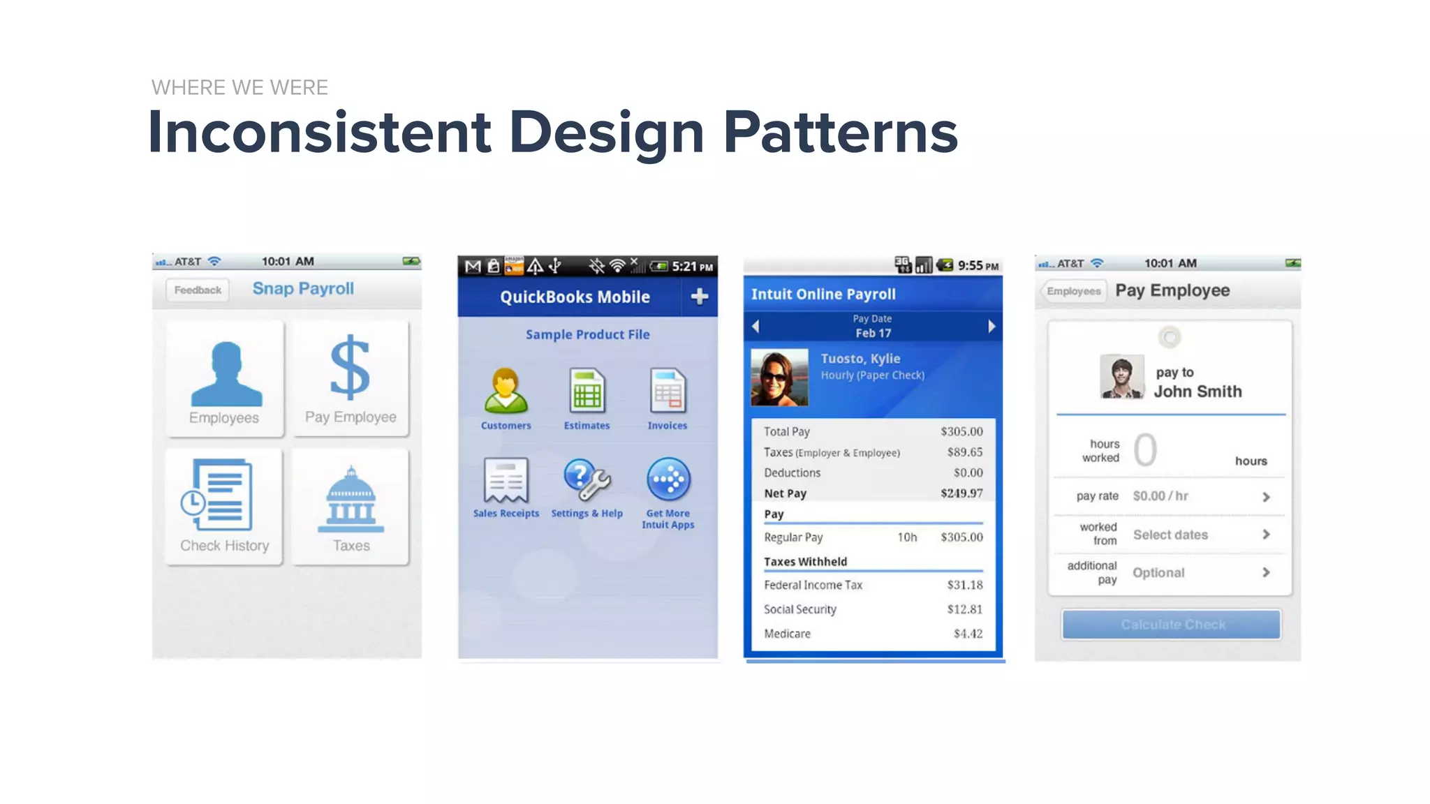 Inconsistent Design Patterns
WHERE WE WERE
 