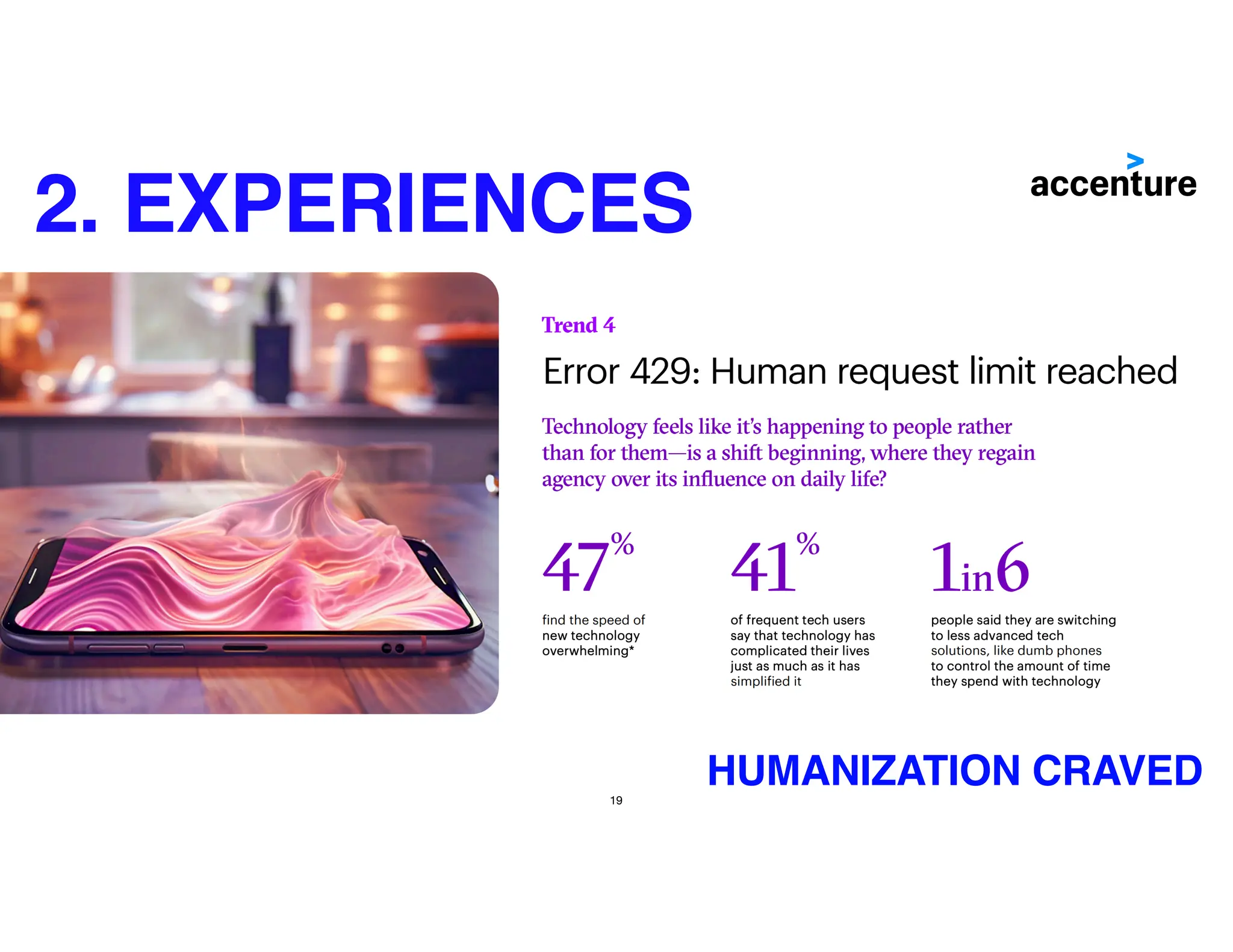 19
HUMANIZATION CRAVED
2. EXPERIENCES
 