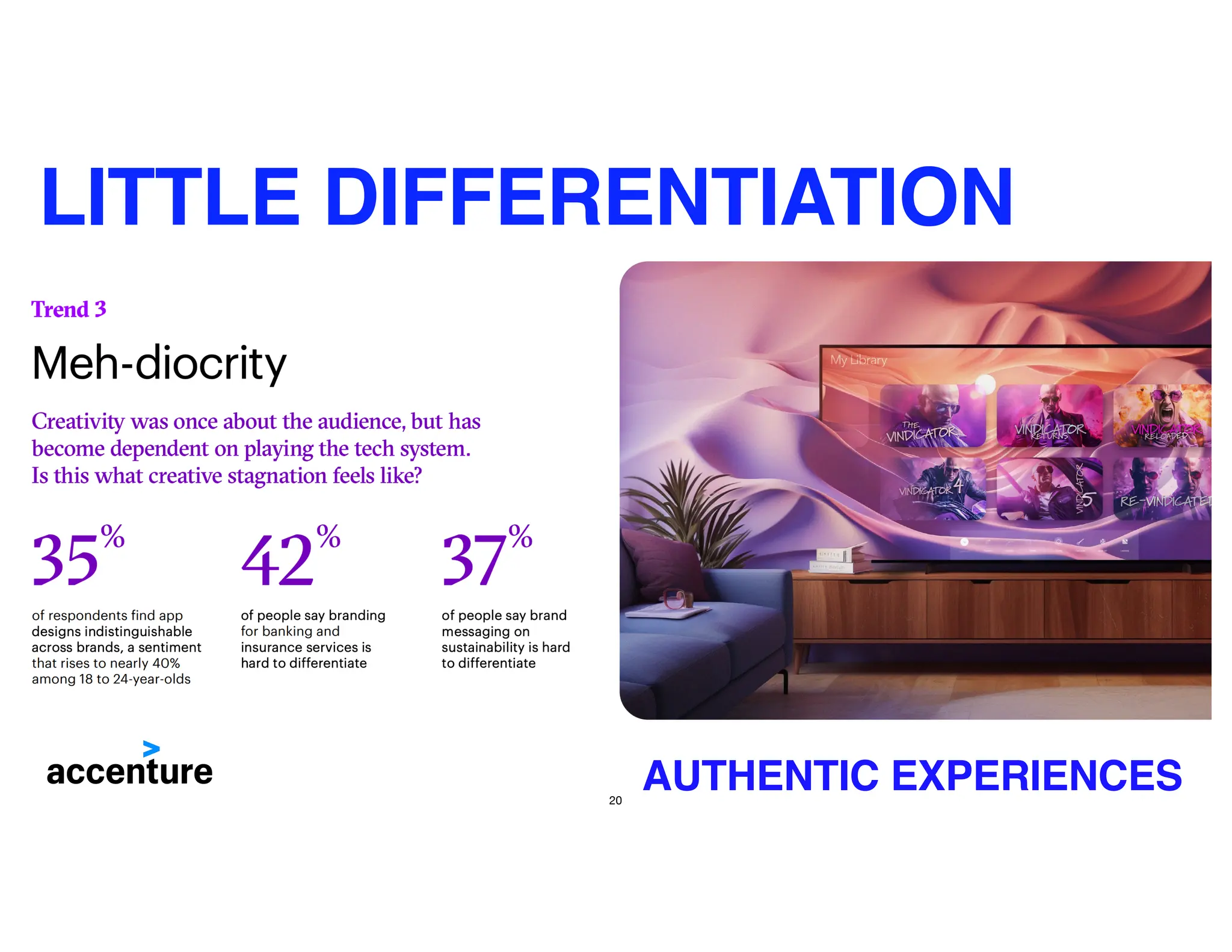 20
AUTHENTIC EXPERIENCES
LITTLE DIFFERENTIATION
 