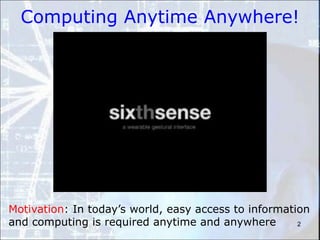 2<br />Computing Anytime Anywhere!<br />Motivation: In today’s world, easy access to information and computing is required...