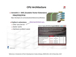 References: Introduction of Post-K development, Yutaka Ishikawa, RIKEN AICS, 12th of December, 2017
 