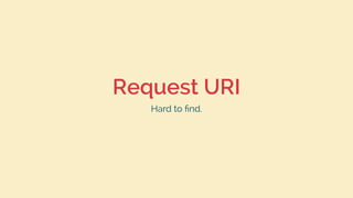 Request URI
Hard to ﬁnd.
 