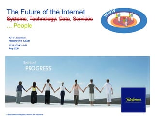 TELEFÓNICA I+D May 2008 The Future of the Internet Systems, Technology, Data, Services   ... People © 2007 Telefónica Investigación y Desarrollo, S.A. Unipersonal Xavier Amatriain Researcher @ L2000 