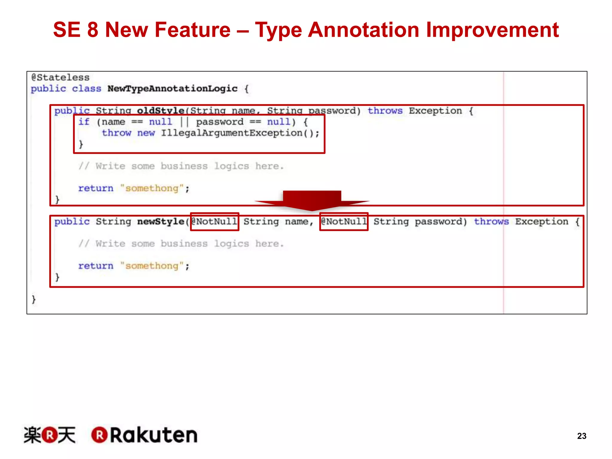 23
SE 8 New Feature – Type Annotation Improvement
 