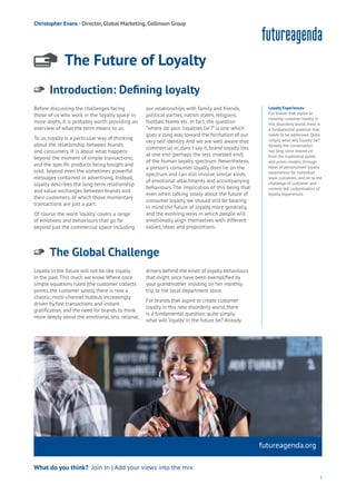 Future of loyalty An initial perspective by Christopher Evans of the ...