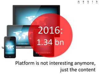 Platform is not interesting anymore,
just the content
2016:
1.34 bn
 