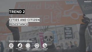 TREND 2
CITIES AND CITIZEN
RESISTANCE
Impact on current problem:
Safety Environment &
health
Leisure
time
Inefficiency &
overconsumption
Household
budget
 