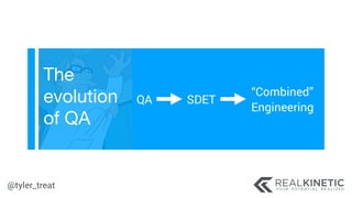 @tyler_treat
The
evolution
of QA
QA SDET
“Combined”
Engineering
 