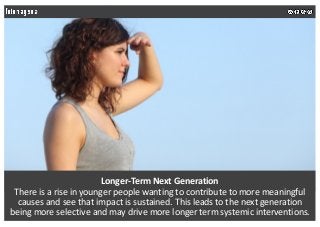 Longer-Term Next Generation
There is a rise in younger people wanting to contribute to more meaningful
causes and see that...