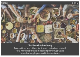 Distributed Philanthropy
Foundations and others shift from centralised control
to a more distributed model empowering trus...