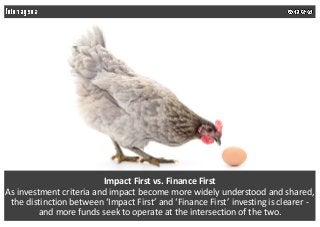 Impact First vs. Finance First
As investment criteria and impact become more widely understood and shared,
the distinction...