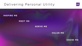 Delivering Personal Utility 
INSPIRE ME
MEET ME
SERVE ME
VALUE ME
KNOW ME
 