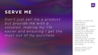 SERVE ME
Don’t just sell me a product
but provide me with a
solution, making my life
easier and ensuring I get the
most ou...