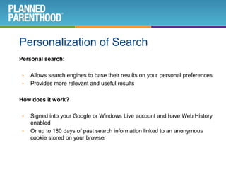 Personalization of Search Results