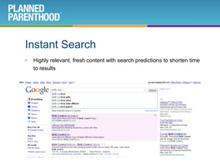 Why does this matter for Planned Parenthood?Search and RelevanceSearch engines are on a never-ending quest for relevance.