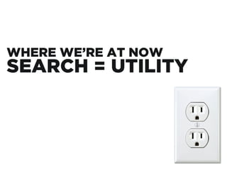 WHERE WE’RE AT NOW
SEARCH = UTILITY
 