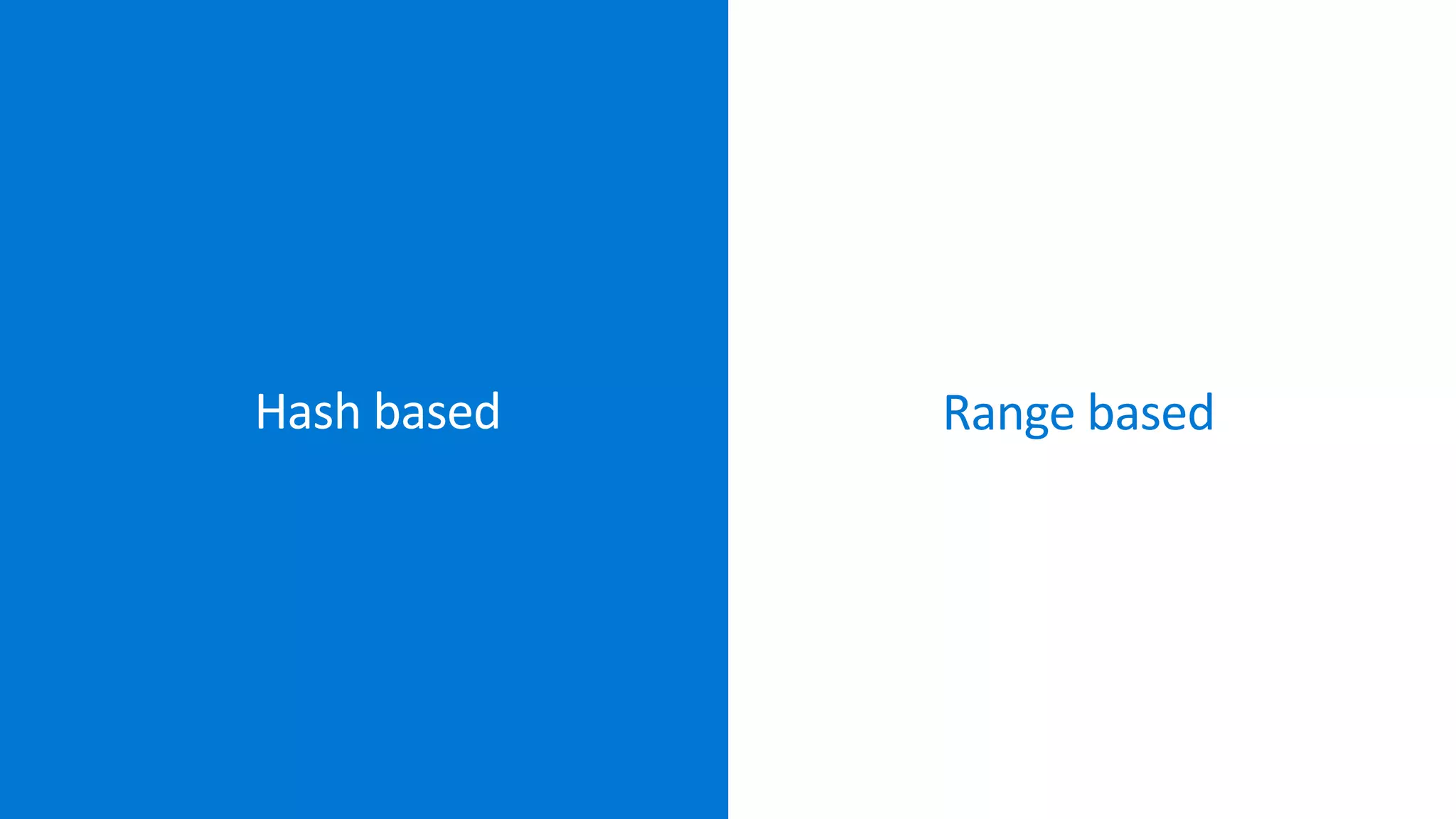 Hash based Range based
 
