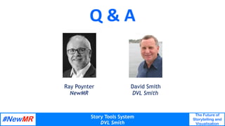 Story Tools System
DVL Smith
The Future of
Storytelling and
Visualisation
	
	
Q	&	A	
David Smith
DVL Smith
Ray Poynter
New...