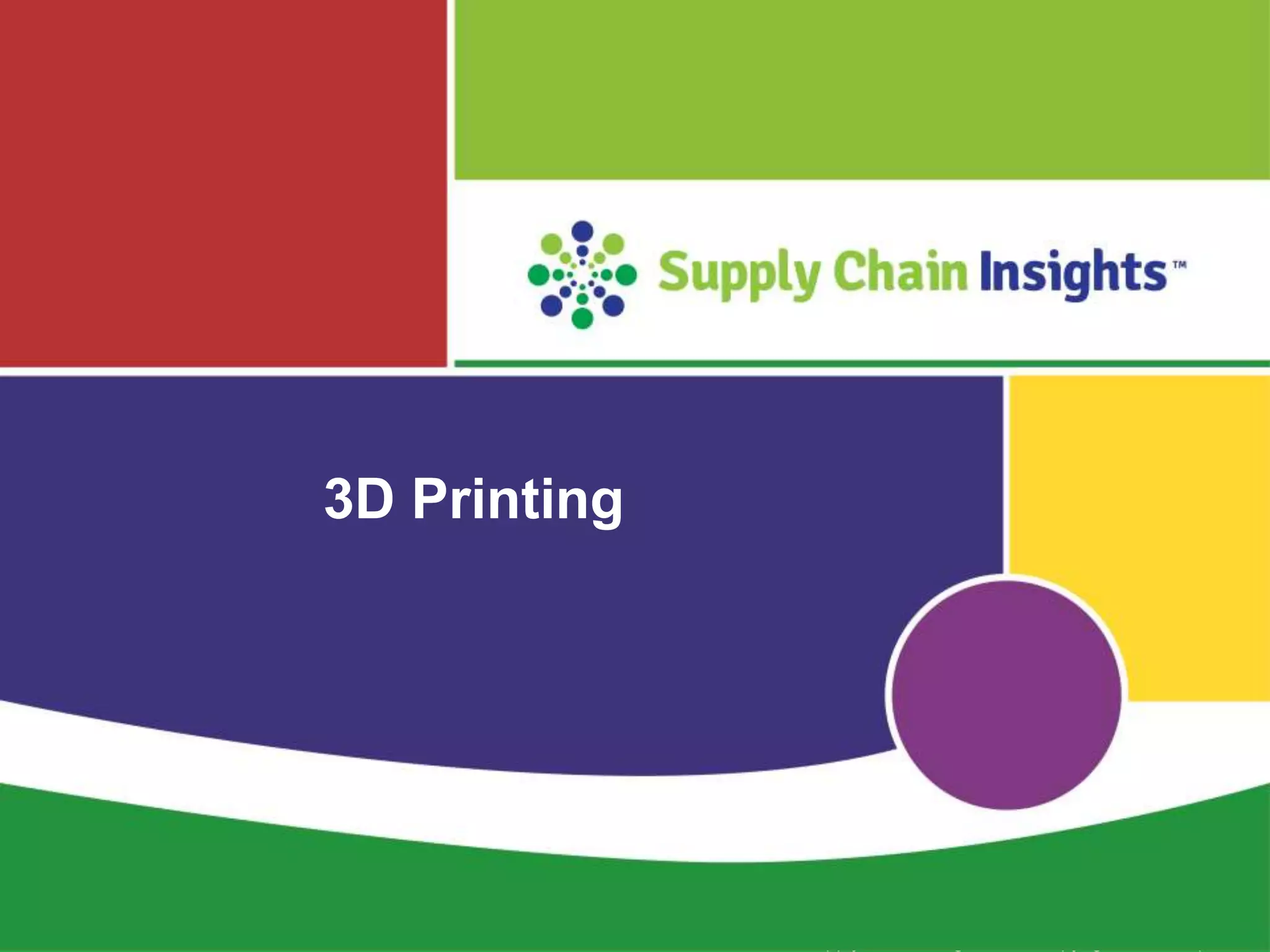 Supply Chain Insights LLC Copyright © 2015, p. 53
3D Printing
 