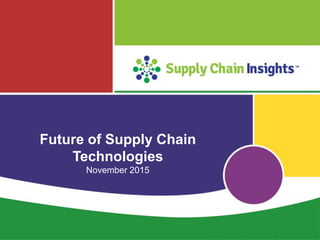 Supply Chain Insights LLC Copyright © 2015, p. 1
Future of Supply Chain
Technologies
November 2015
 