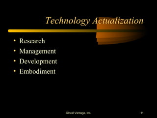 Technology Actualization Research Management Development Embodiment Glocal Vantage, Inc. 