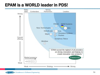 EPAM is a WORLD leader in PDS! 
14 
 