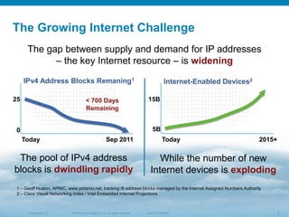 Future Of The Internet - IPv4 to IPv6 - Cisco CGv6 | PPTX