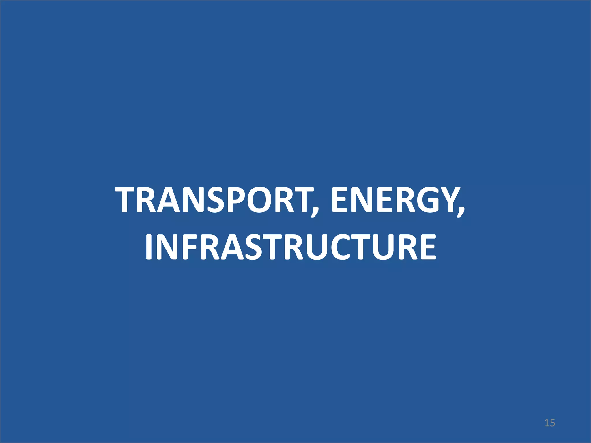 15
TRANSPORT, ENERGY,
INFRASTRUCTURE
 