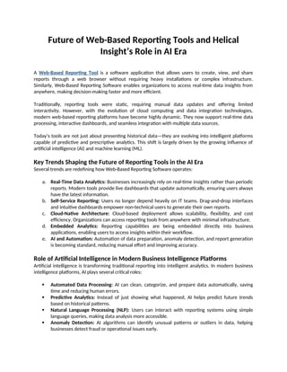 Future of Web-Based Reporting Tools and Helical Insight’s Role in AI ...