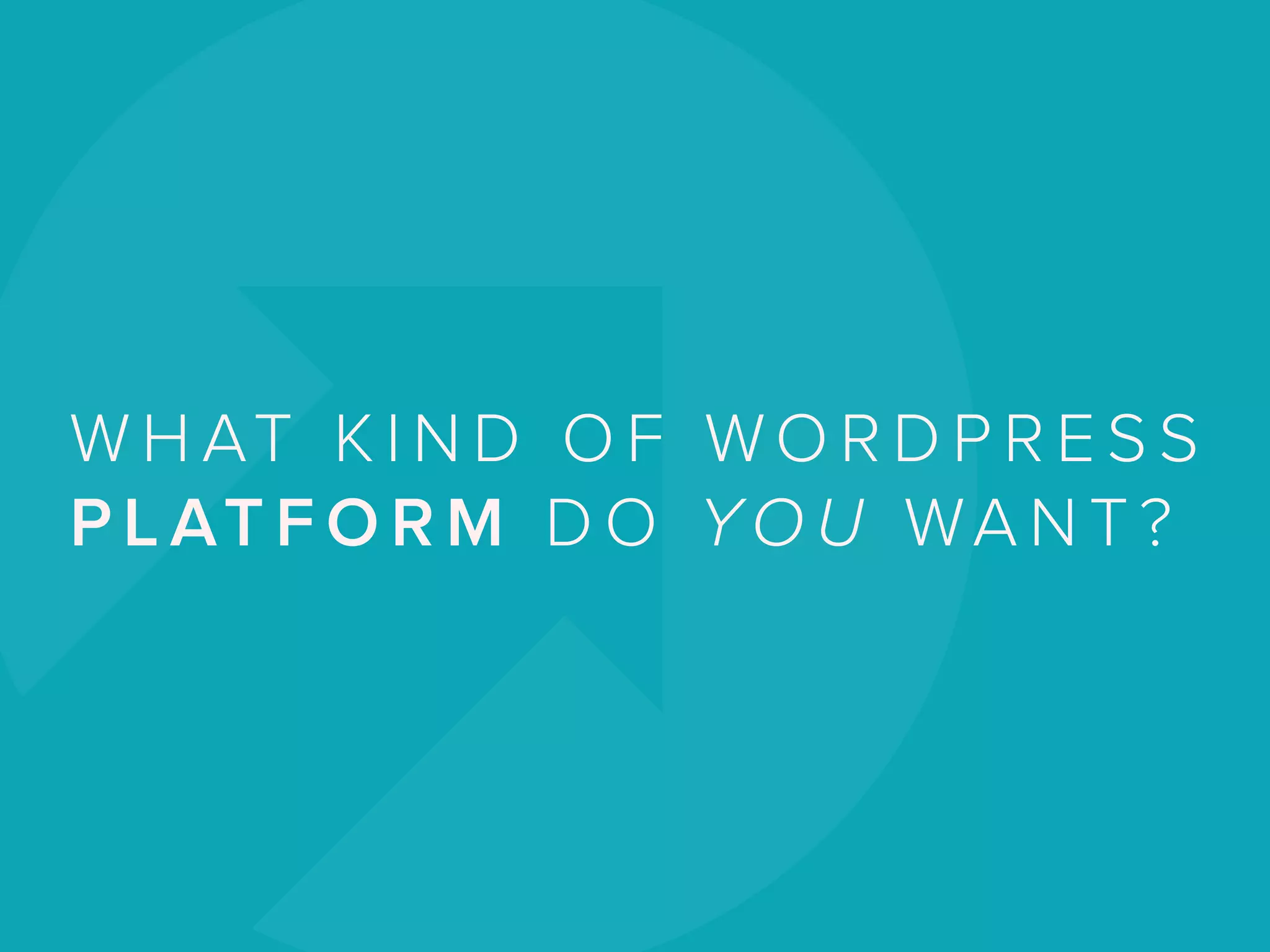 W H AT K I N D O F WO R D P R E S S
P L AT F O R M D O YO U WA N T ?
 