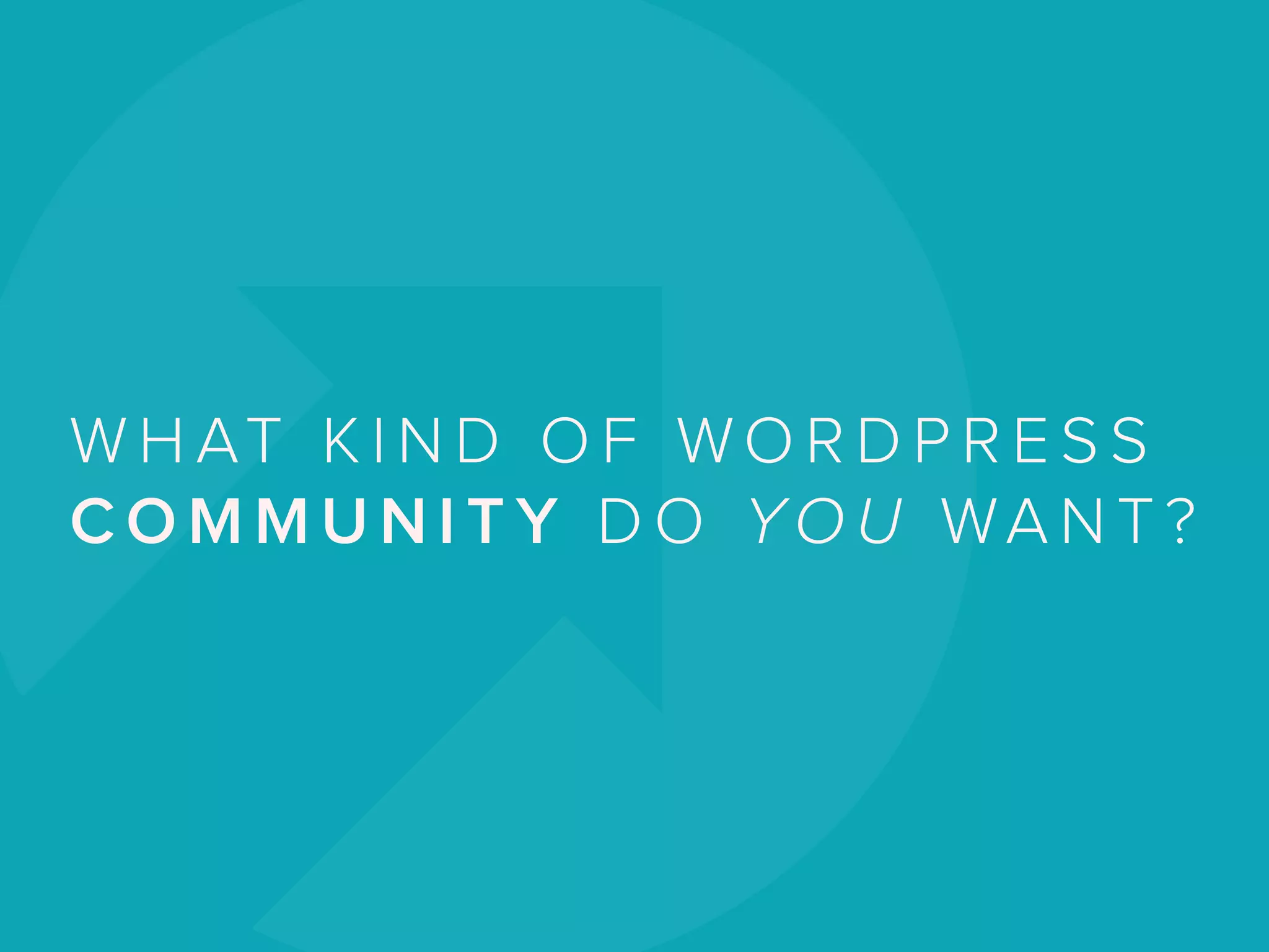 W H AT K I N D O F WO R D P R E S S
C O M M U N I T Y D O YO U WA N T ?
 