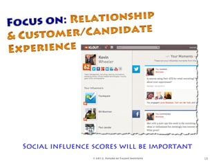 Focus on:




  Social influence scores will be important
                   © 2012, Future of Talent Institute   18	
  
 