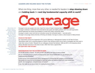 LEADERS ARE HOLDING BACK THE FUTURE 
What and Courage one thing, more than any other, is needed for leaders to stop slowin...