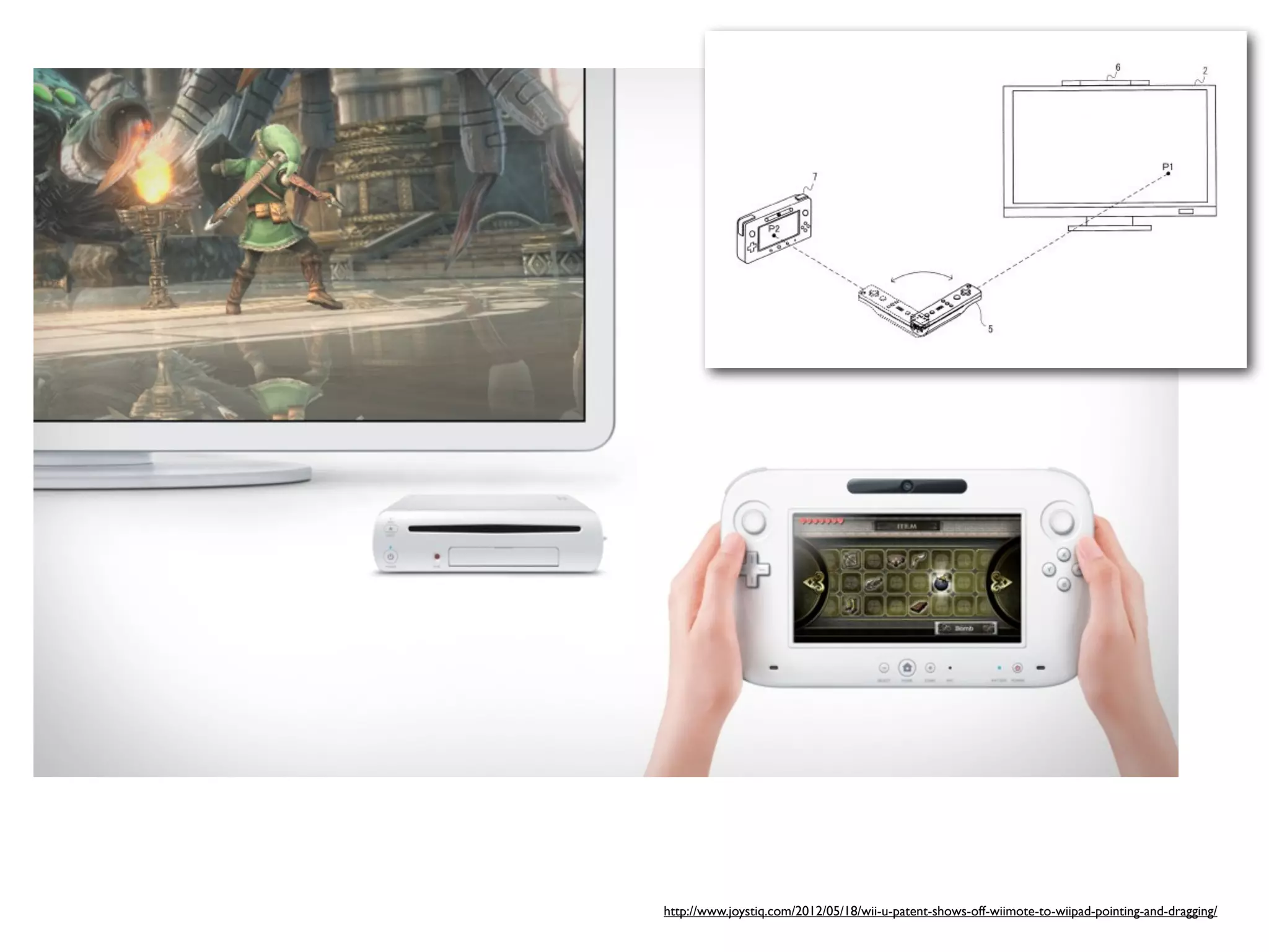 http://www.joystiq.com/2012/05/18/wii-u-patent-shows-off-wiimote-to-wiipad-pointing-and-dragging/
 