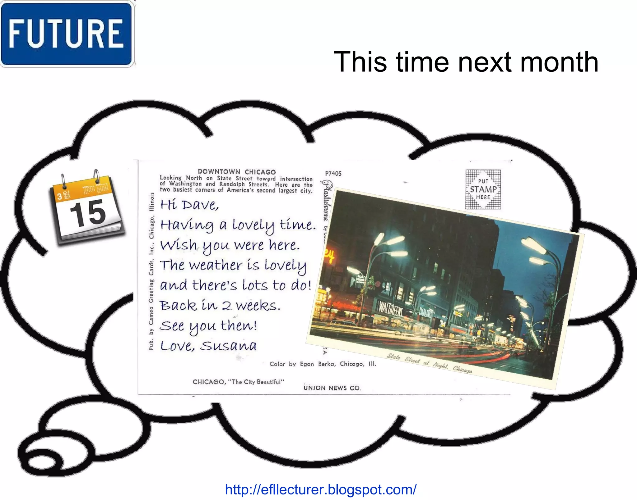 This time next month http://efllecturer.blogspot.com/   