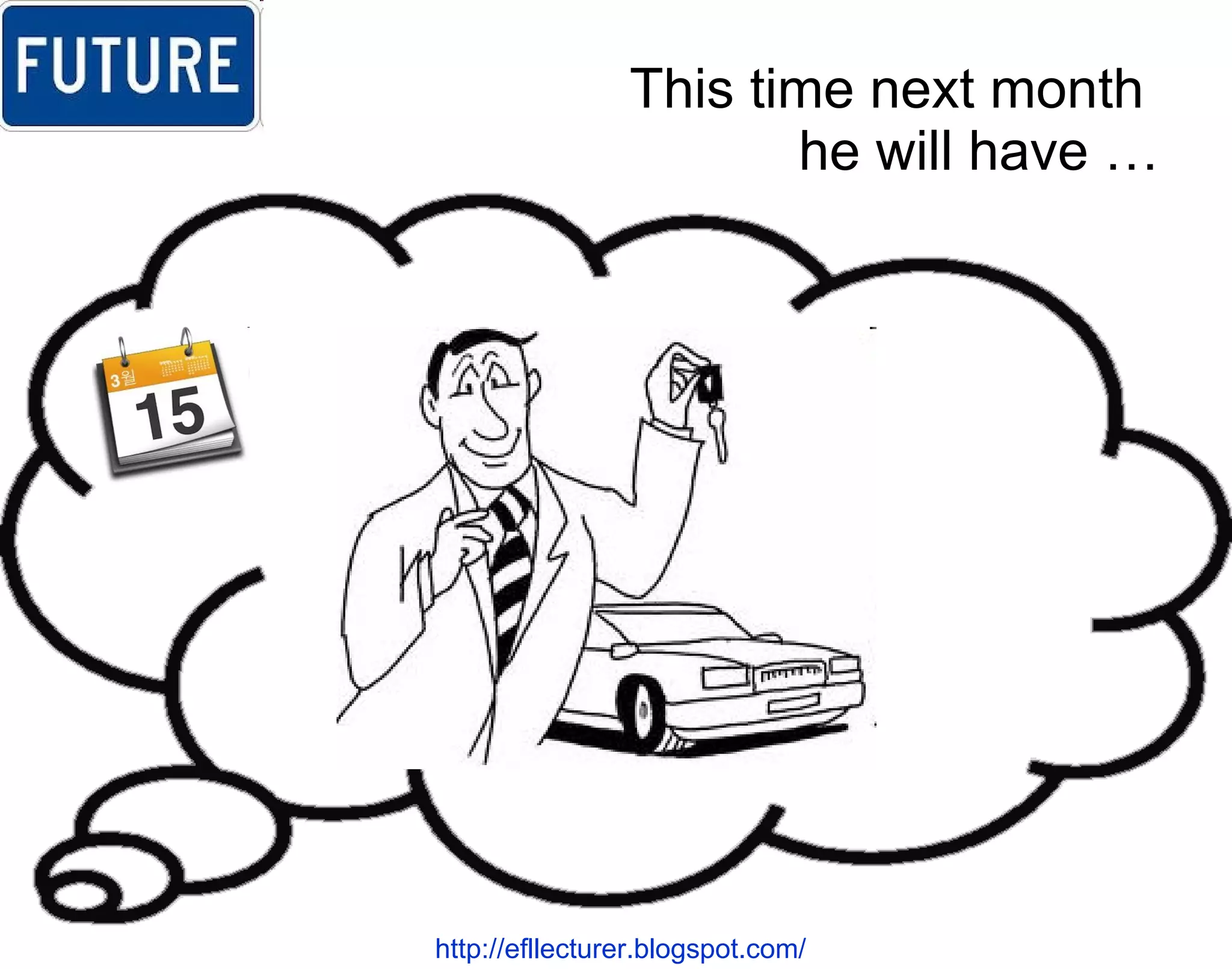 This time next month  he will have … http://efllecturer.blogspot.com/   