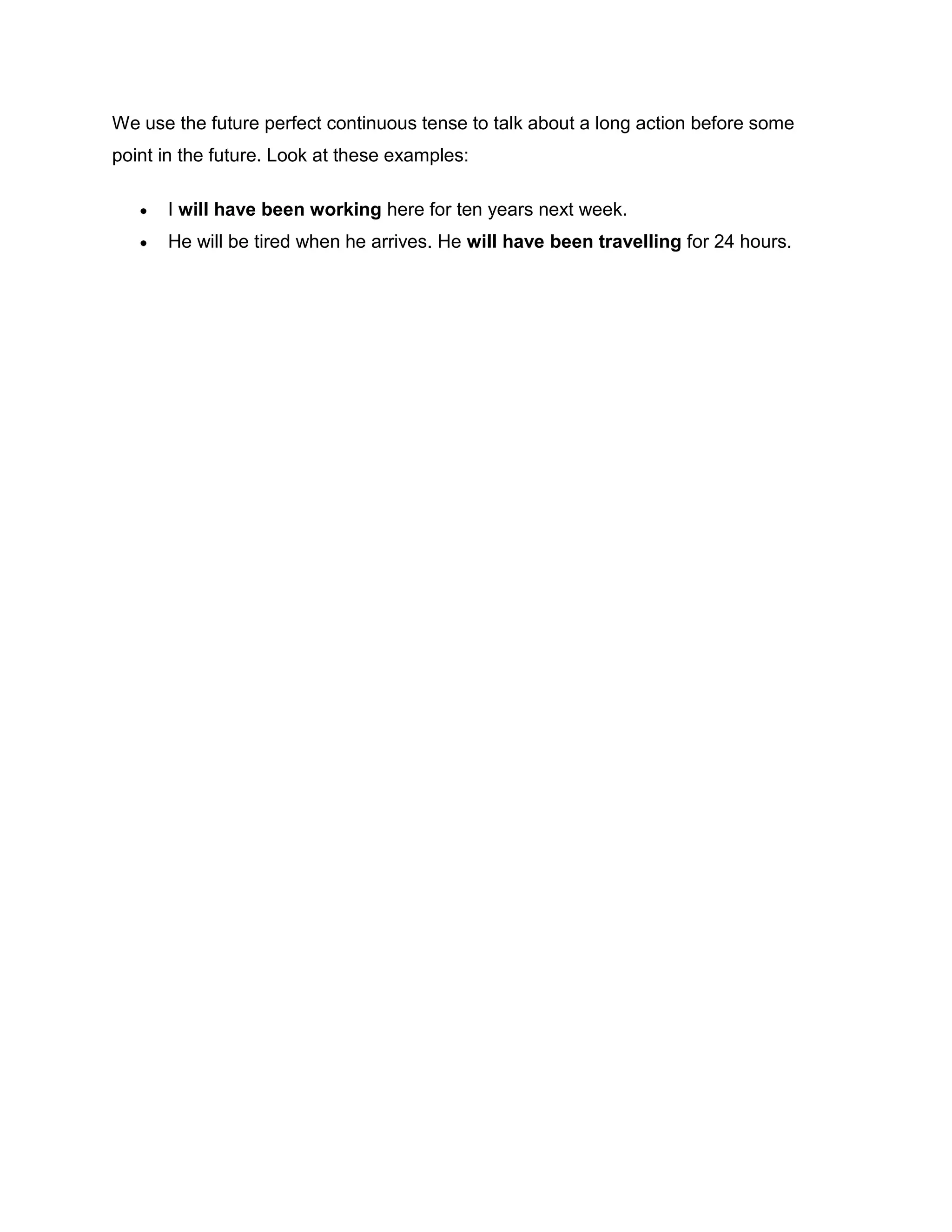 Future perfect continuous tense