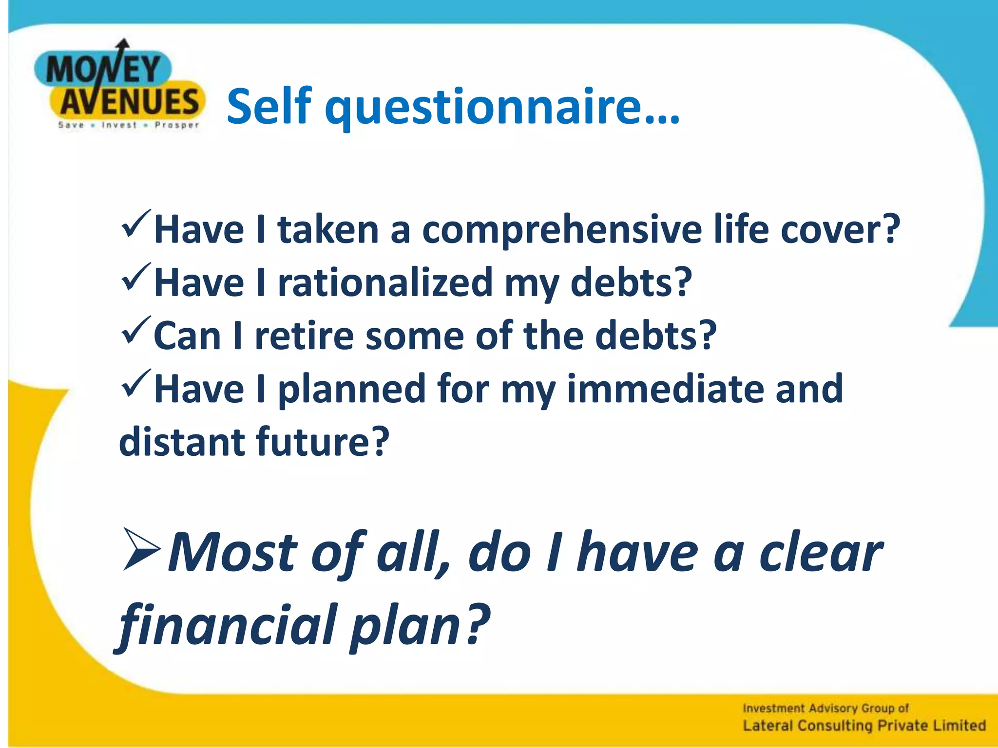 Self questionnaire…Am I saving?