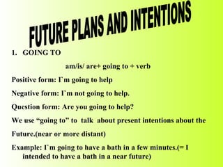 FUTURE PLANS AND INTENTIONS ,[object Object],[object Object],[object Object],[object Object],[object Object],[object Object],[object Object],[object Object]
