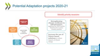 Potential Adaptation projects 2020-21
Identify priority measures
Strengthening
climate-resilience in
infrastructure:
applying the OECD policy
framework to assess
country practice
Increase the use of
Nature-based
solutions to reduce
impacts of climate
change
 