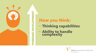© Copyright 2019
How you think:
•  Thinking capabilities
•  Ability to handle
complexityTHINKINGDEVELOPMENT
 