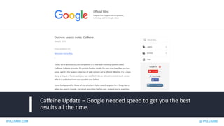 IPULLRANK.COM @ IPULLRANK
Caffeine Update – Google needed speed to get you the best
results all the time.
 