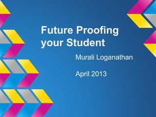 Future Proofing
your Student
Murali Loganathan
April 2013
 