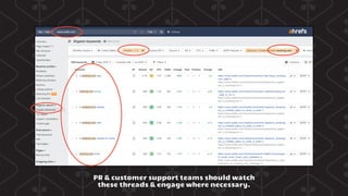 PR & customer support teams should watch
these threads & engage where necessary.
 