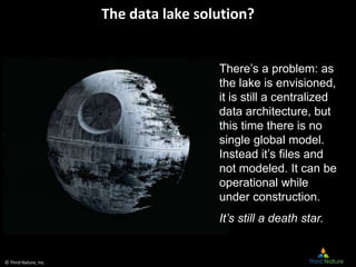 © Third Nature, Inc.
The data lake solution?
There’s a problem: as
the lake is envisioned,
it is still a centralized
data ...
