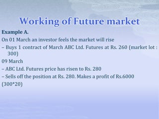 Futures and future contracts &amp; trading mechanism of  derivatives on stock exchanges