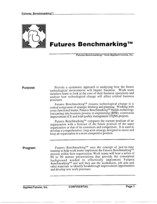 Futures Benchmarking & Technology Forecasting - Overview