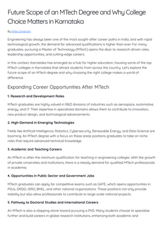Future Scope of MTech Degree & Why Top Colleges in Karnataka Matter | PDF